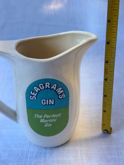 Vintage Seagram's Gin Ceramic Water Pitcher | "The Perfect Martini Gin" Barware
