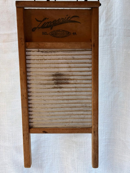 Vintage Lingerie No. 4A Small Wood & Galvanized Metal Washboard | Bogalusa Brand