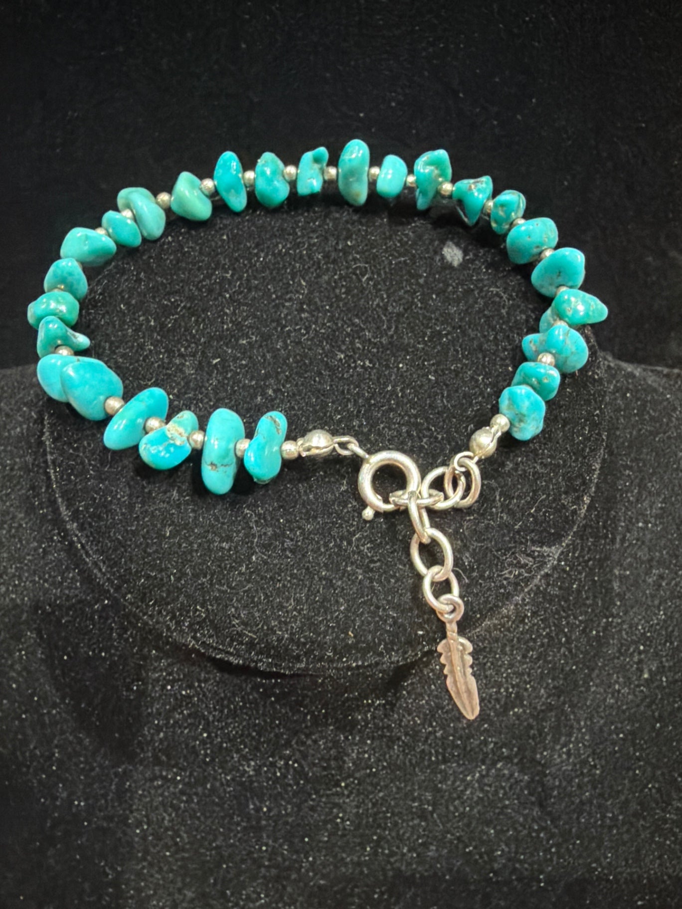 Sterling silver and turquoise chip bracelet 
