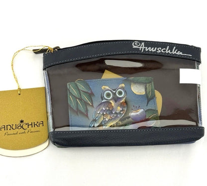 Anuschka 3 Piece Zip Cosmetic Bag & Mirror Case MIDNIGHT OWL