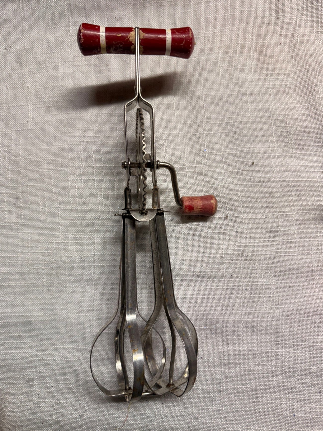 Vintage Maynard Hand-Crank Egg Beater | Mid-Century Butter Yellow Hand Mixer
