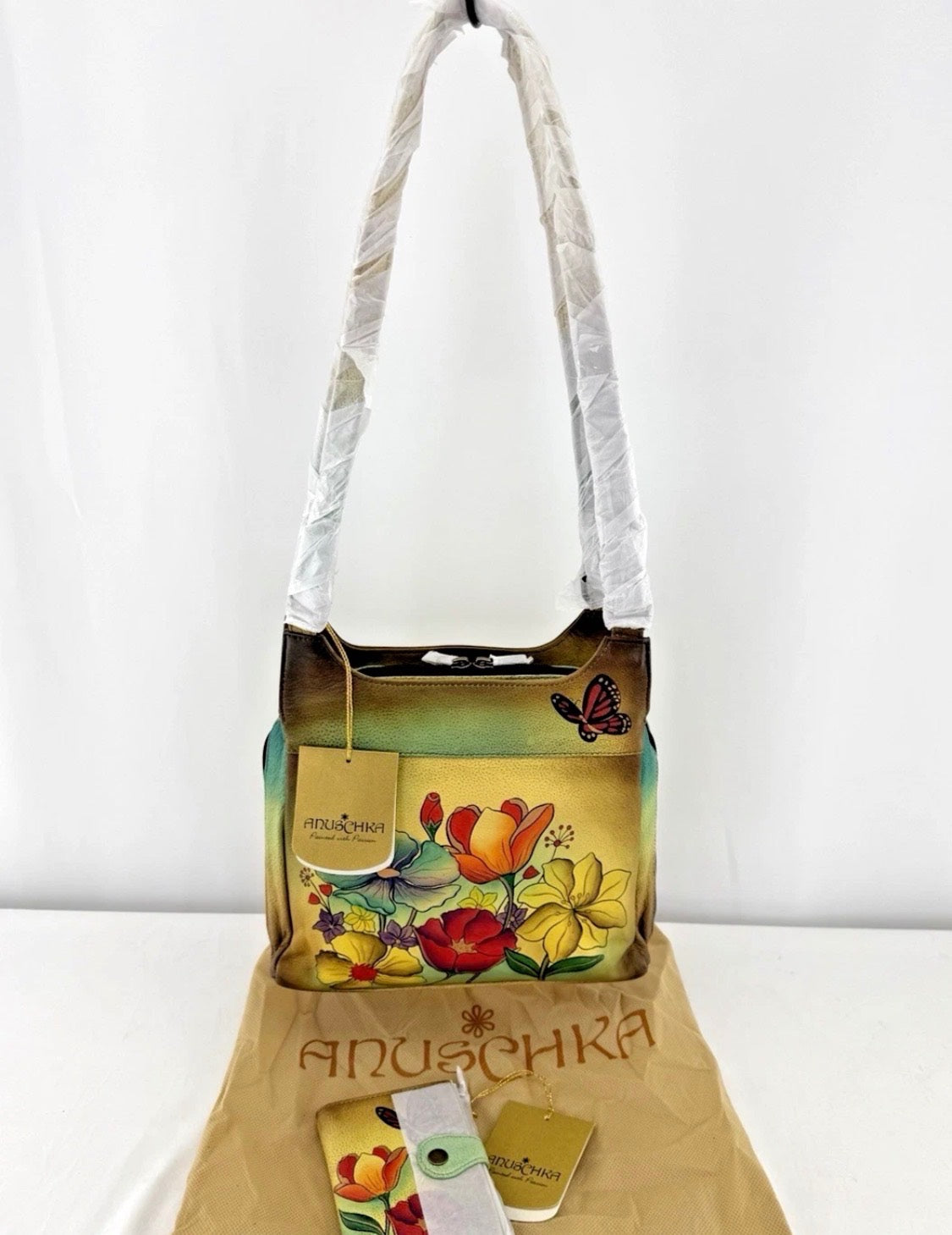 Anuschka PURSE w Matching WALLET Flower Garden