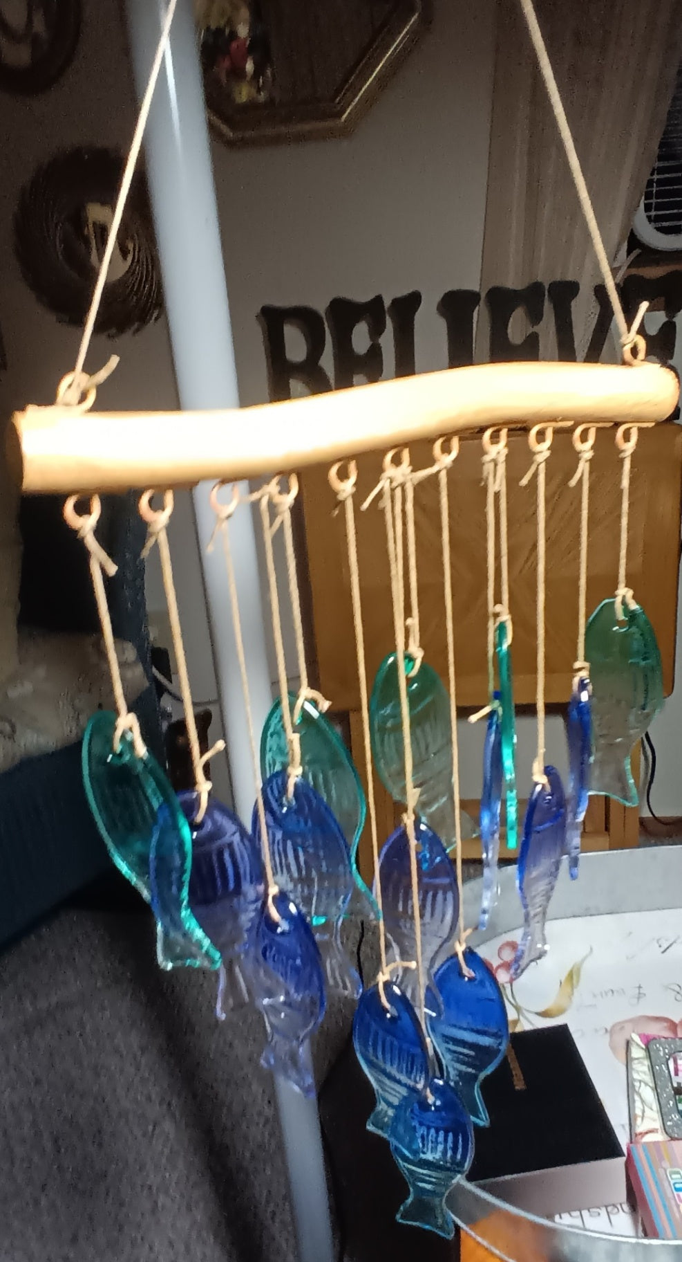 Shades of Blue Glass Fish Chime 