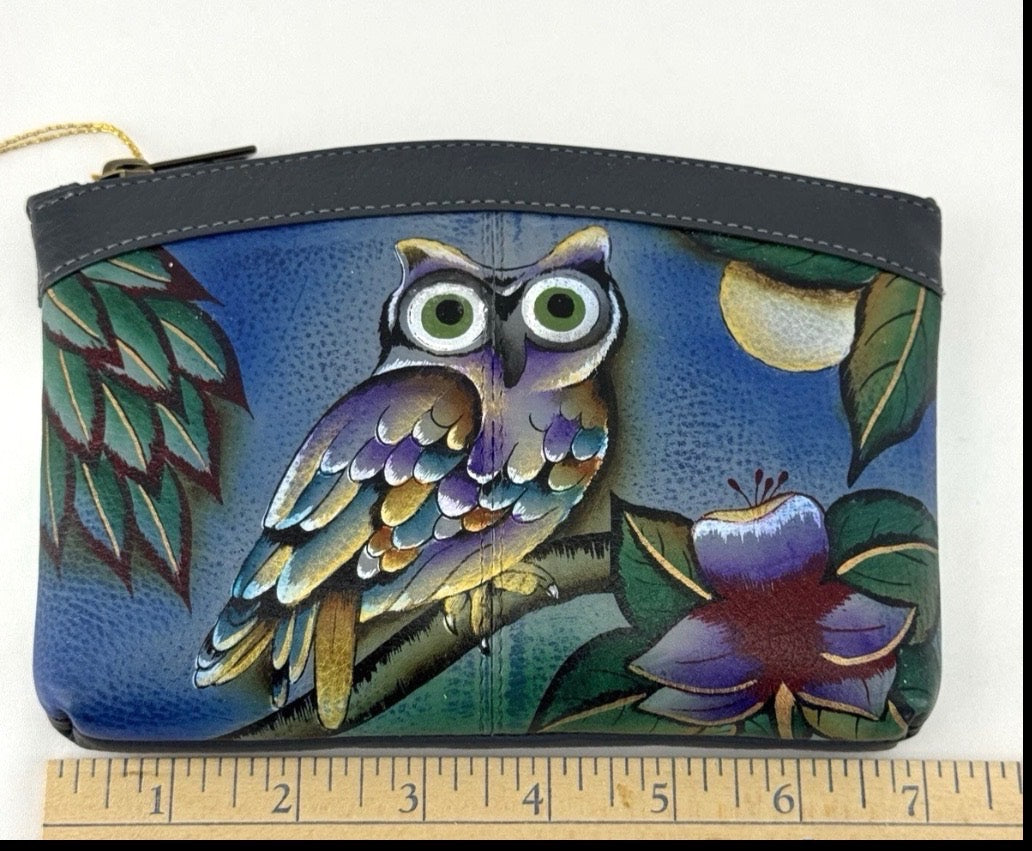 Anuschka 3 Piece Zip Cosmetic Bag & Mirror Case MIDNIGHT OWL