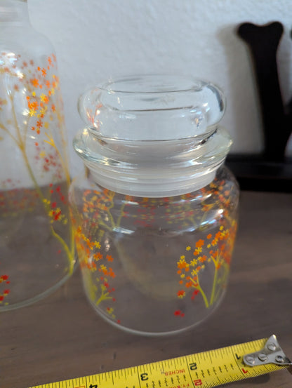 1970's Anchor Hocking Blossoms Glass Canister set