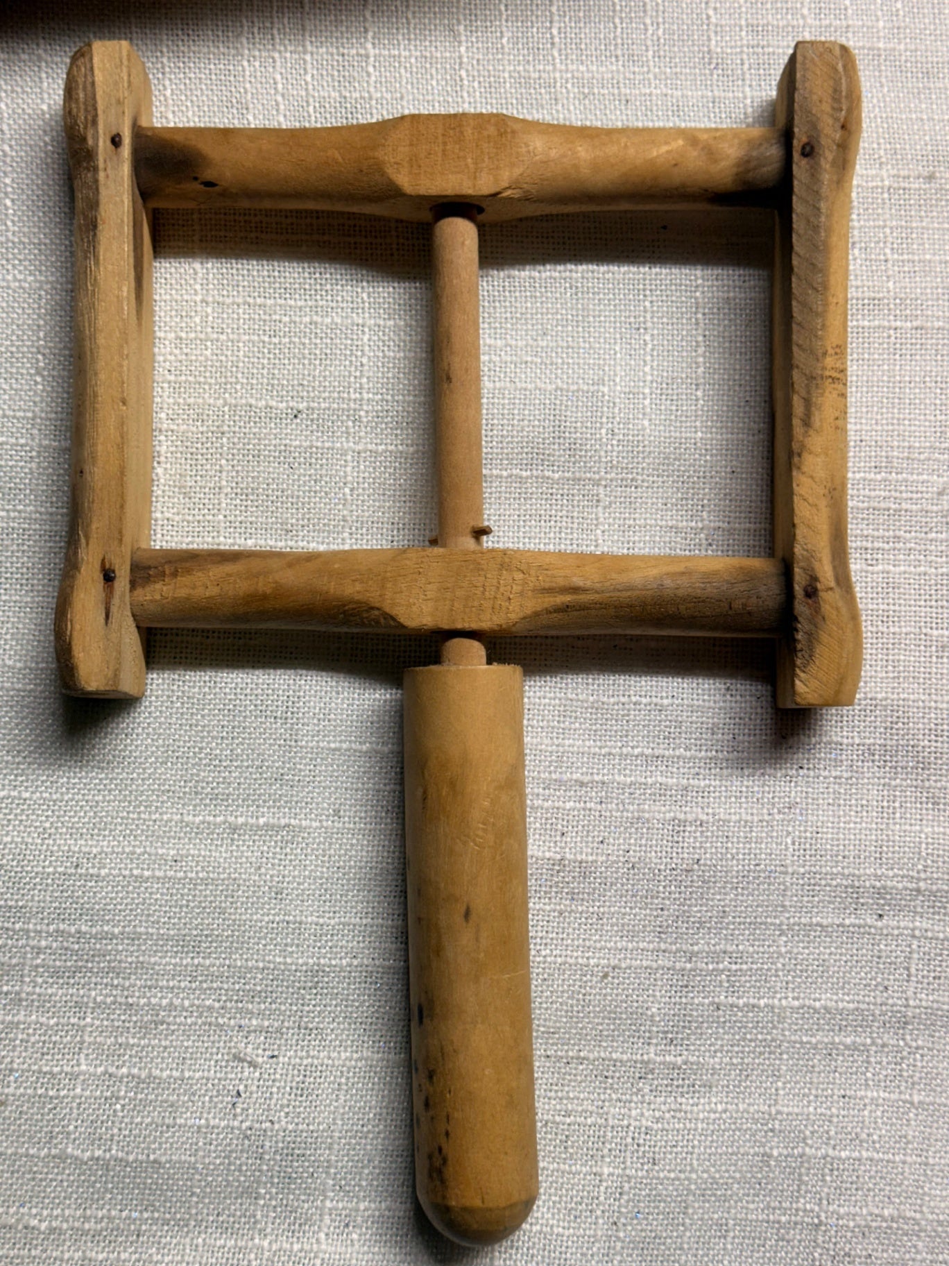 Antique Primitive Hand-Carved Wooden Yarn Winder Spool | Folk Art Textile Tool