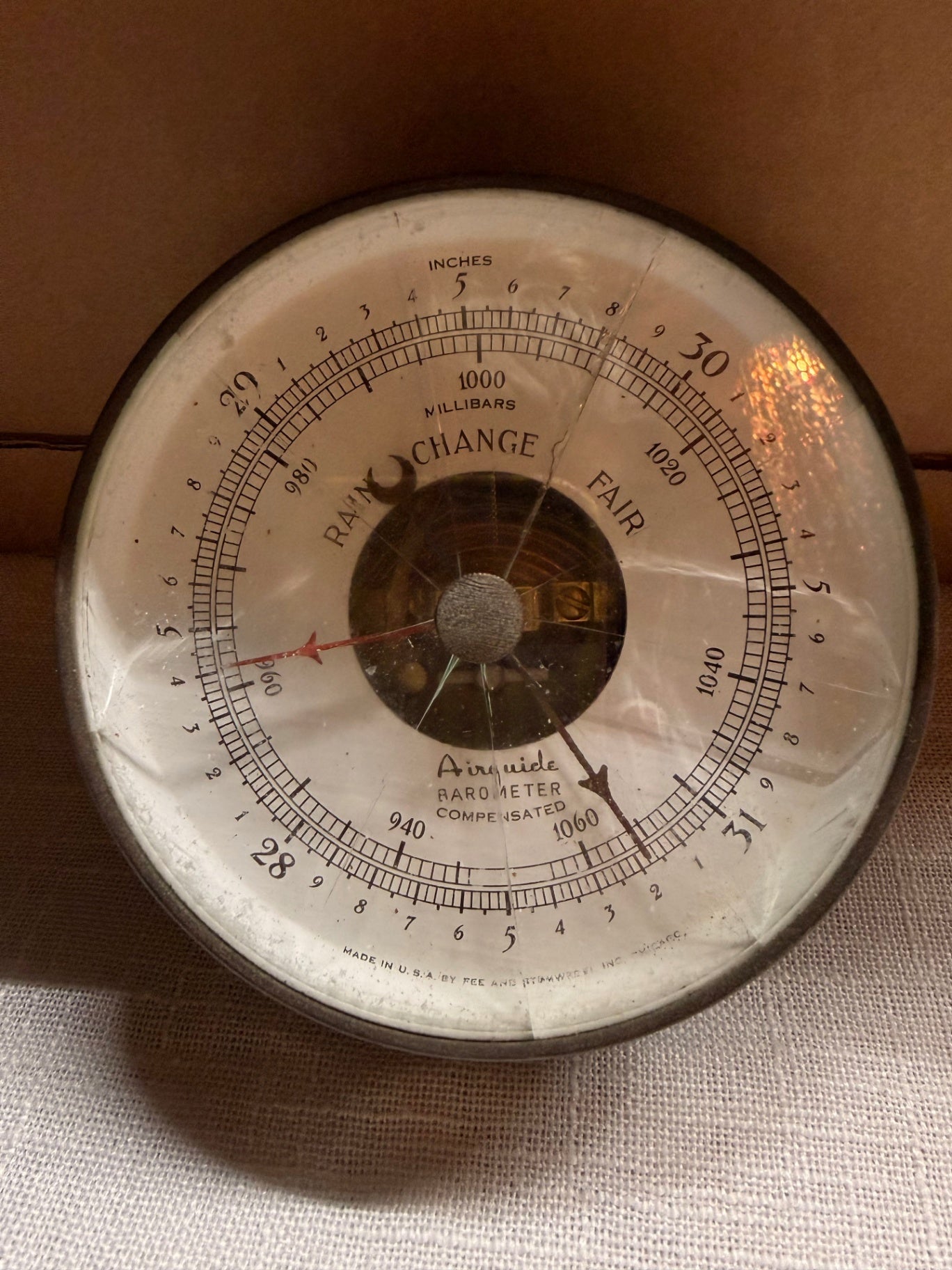 Vintage Airguide Compensated Barometer | Fee & Stemwedel Chicago USA Weather Instrument