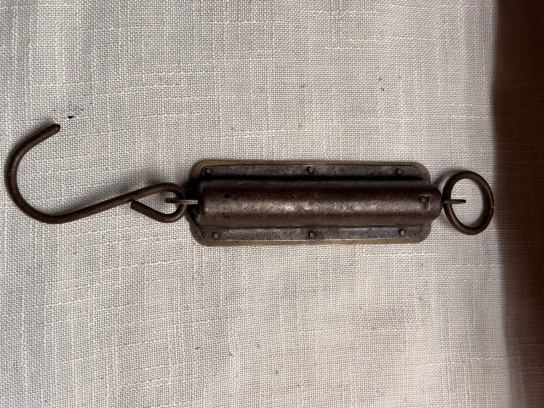 Antique Brass Tubular Spring Balance Scale | Hanging Pocket Fish & Farm Scale