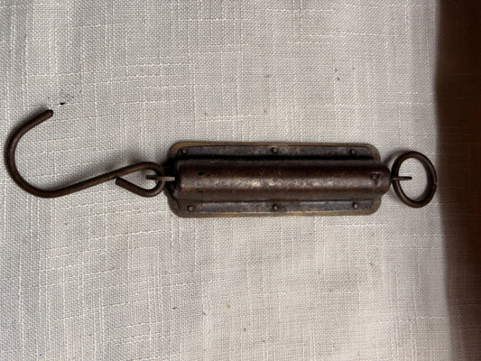 Antique Brass Tubular Spring Balance Scale | Hanging Pocket Fish & Farm Scale