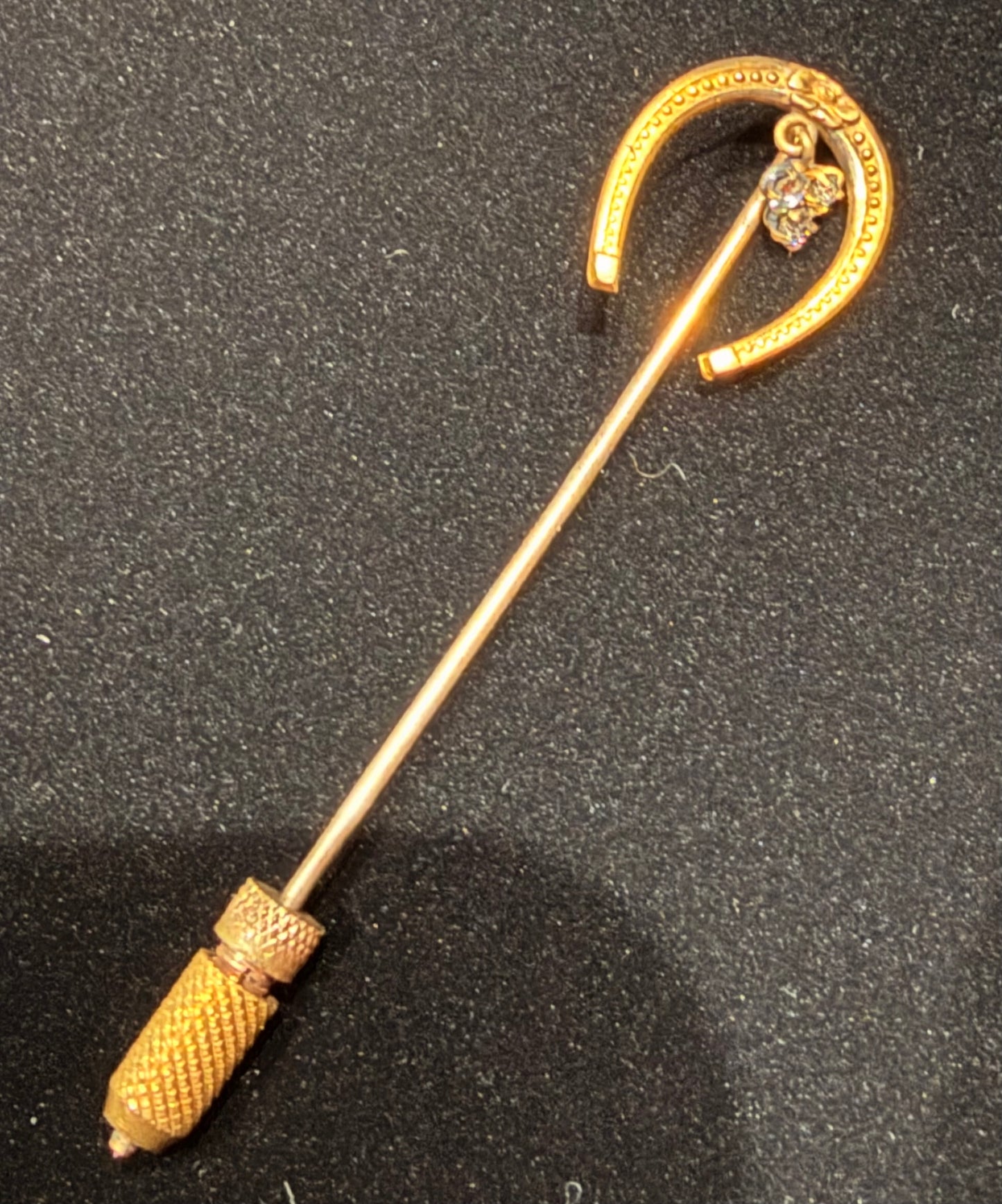 Vintage horseshoe and rhinestone stick pin