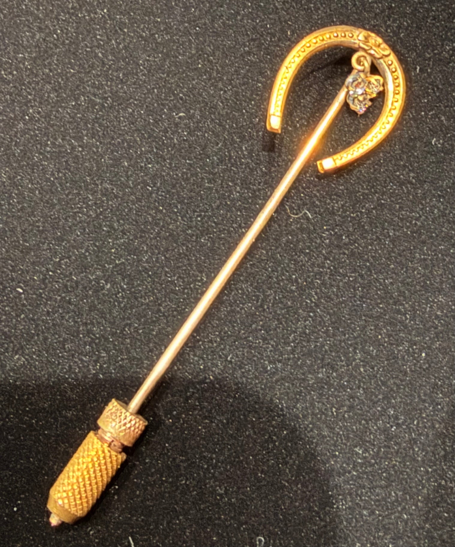 Vintage horseshoe and rhinestone stick pin