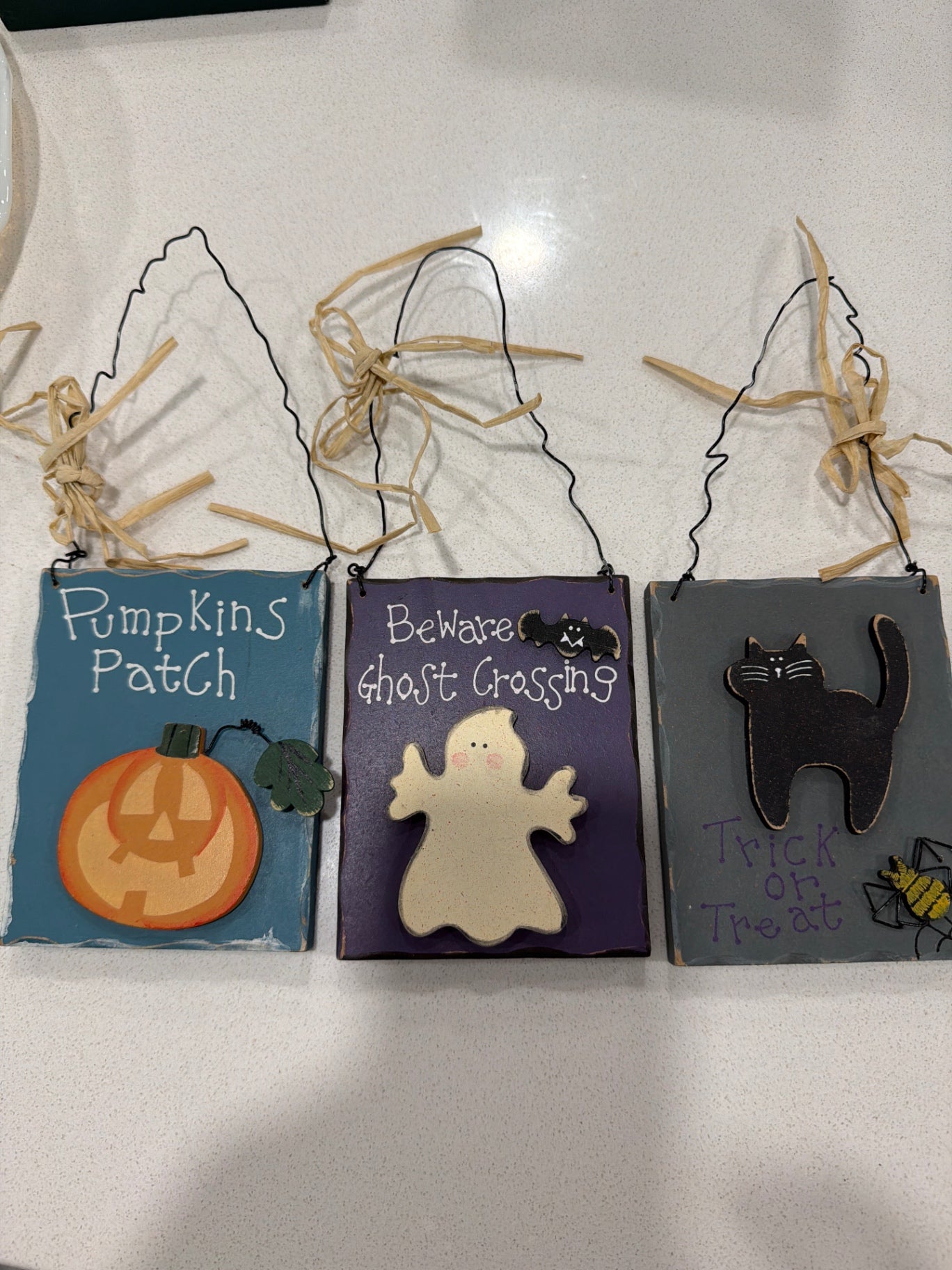 [Set of 3] 4.75"x3.75" Wooden Halloween Hanging Art
