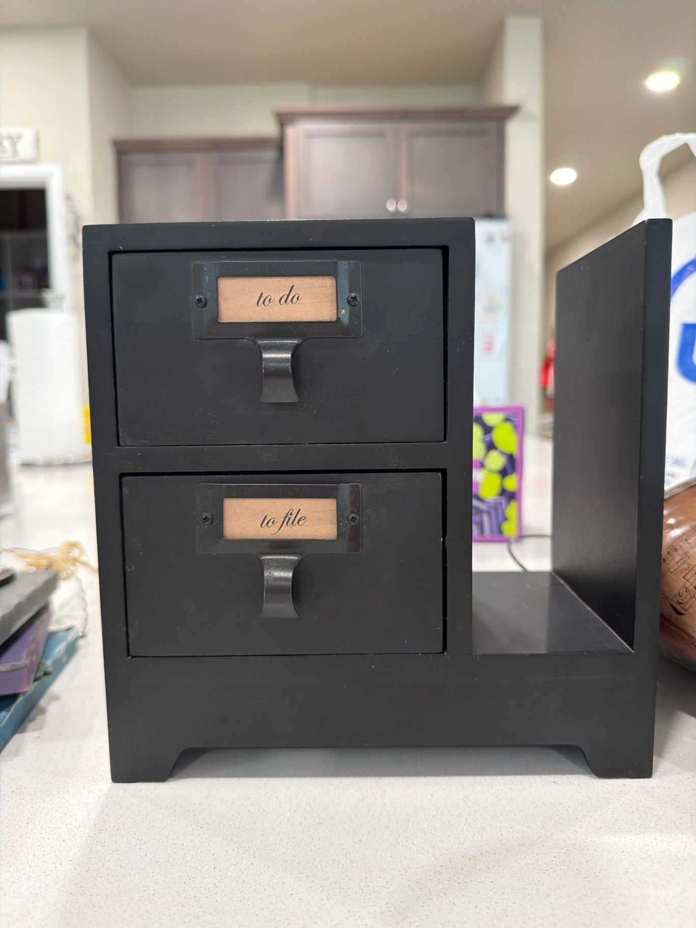 8"x8" Black Wooden 2-Drawered Organizer