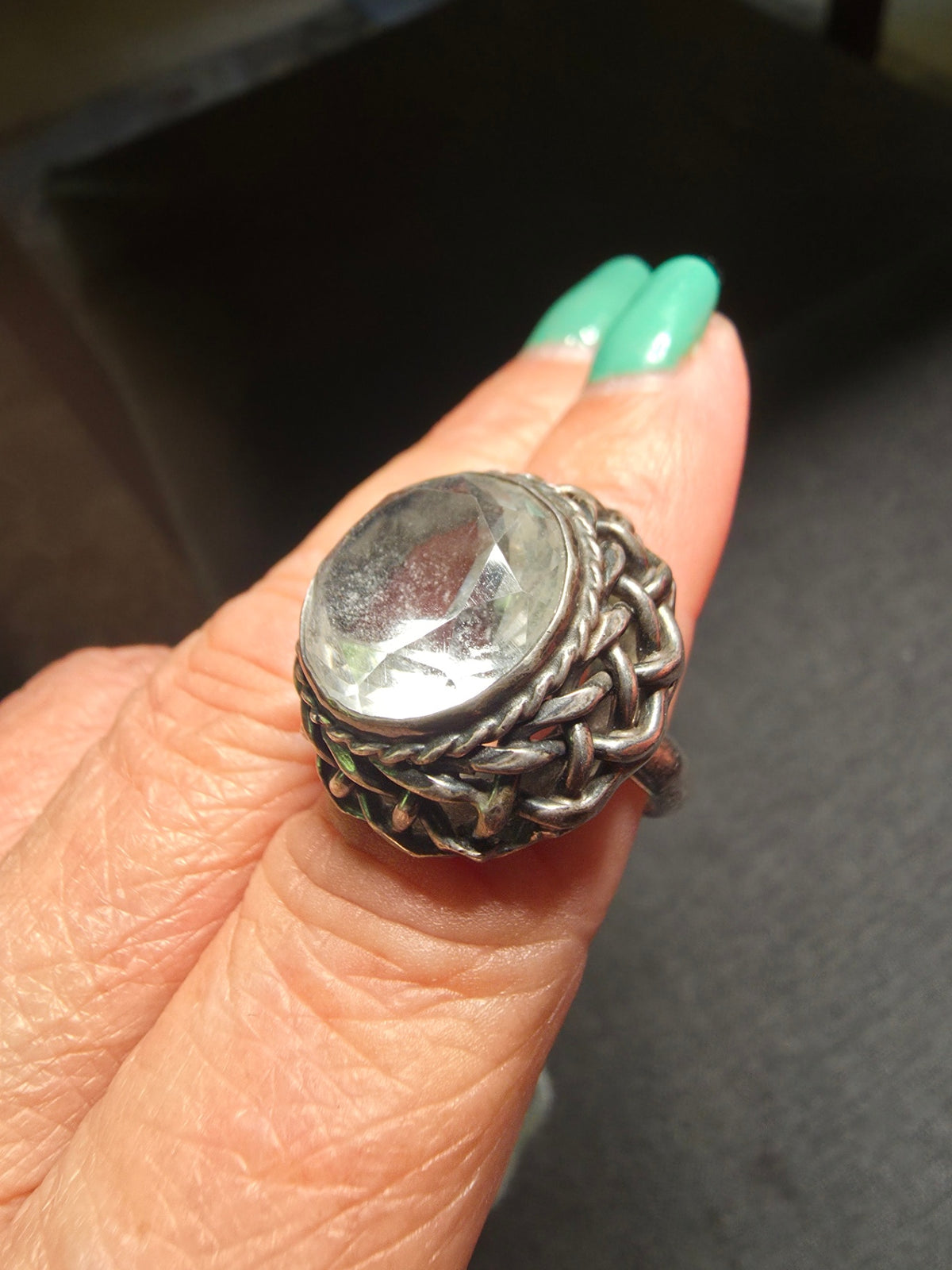 8R ss basket weave lrg rnd crystal