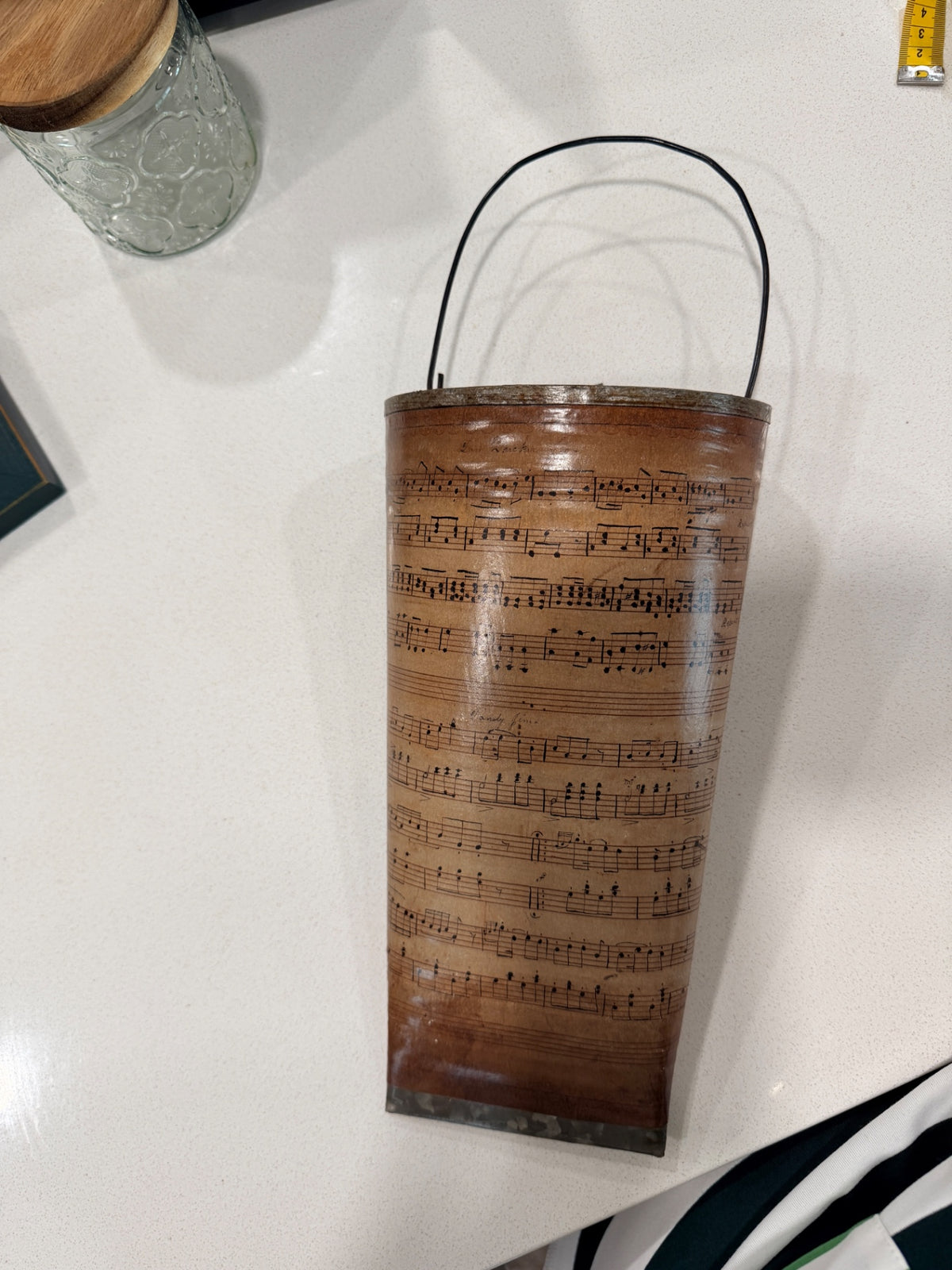 Vintage Tin Wall Pocket w/Sheet Music Design