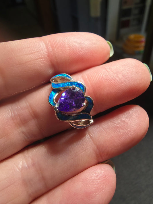 6R hawaiin amethyst & blu opal