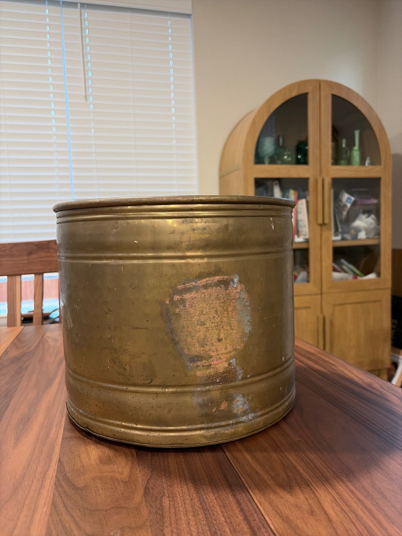 Brass Hammered Decorative Planter Waste Bin - 12.5" Diameter