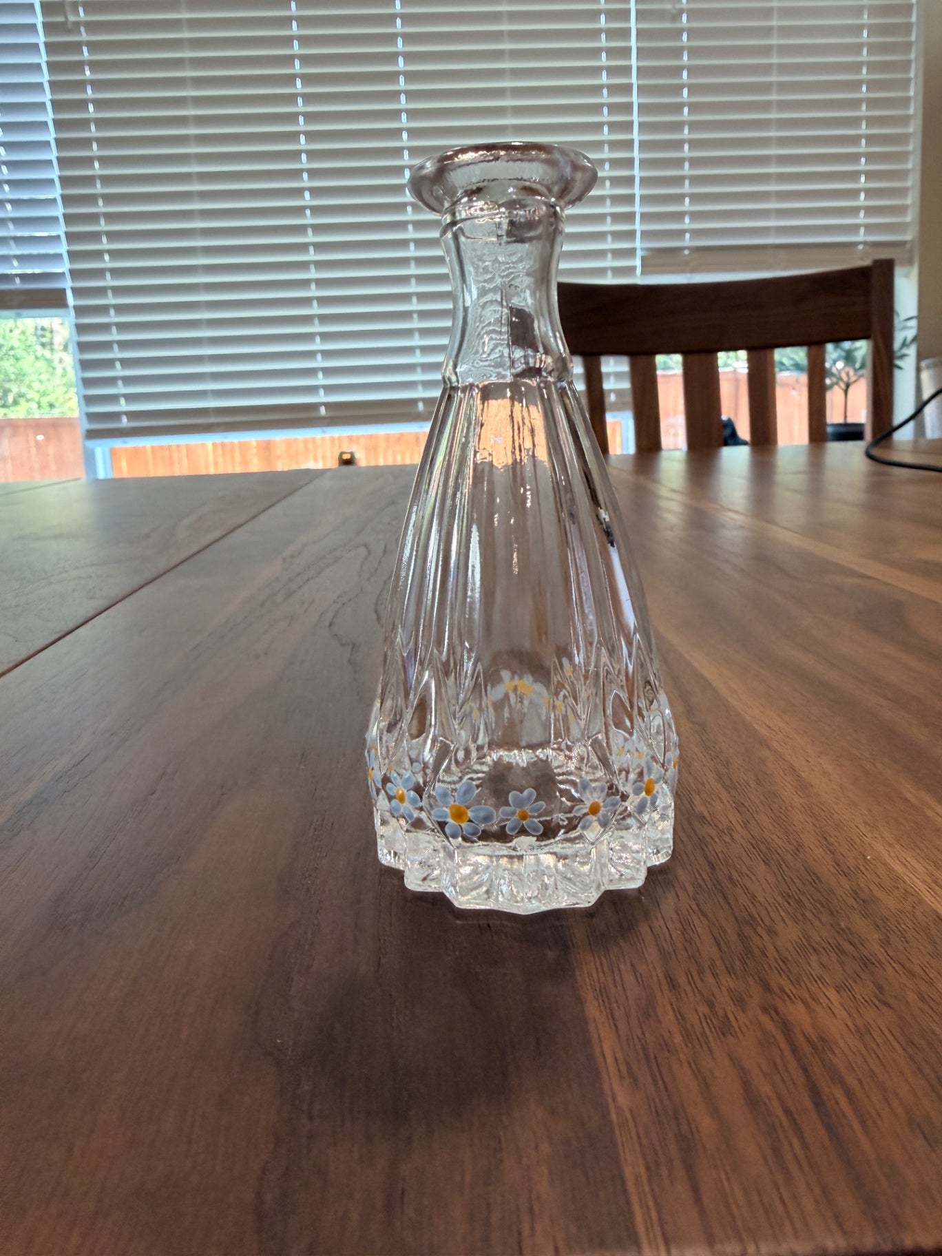 4.25" Fluted Forget-Me-Not Handpainted Glass Bud Vase