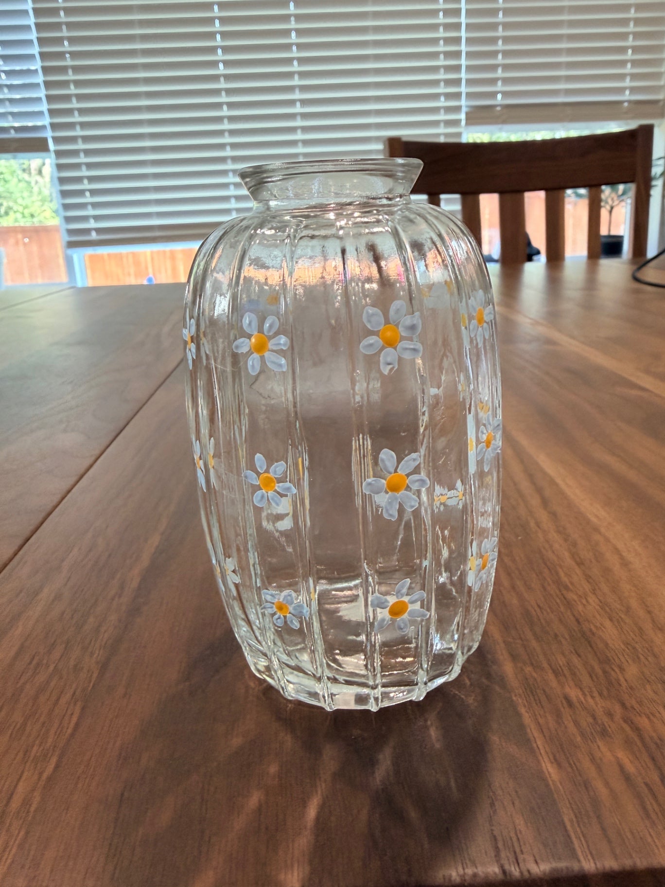 4.75" Tall Barrel shaped "Forget-me-not" Hand Painted Bud Vase