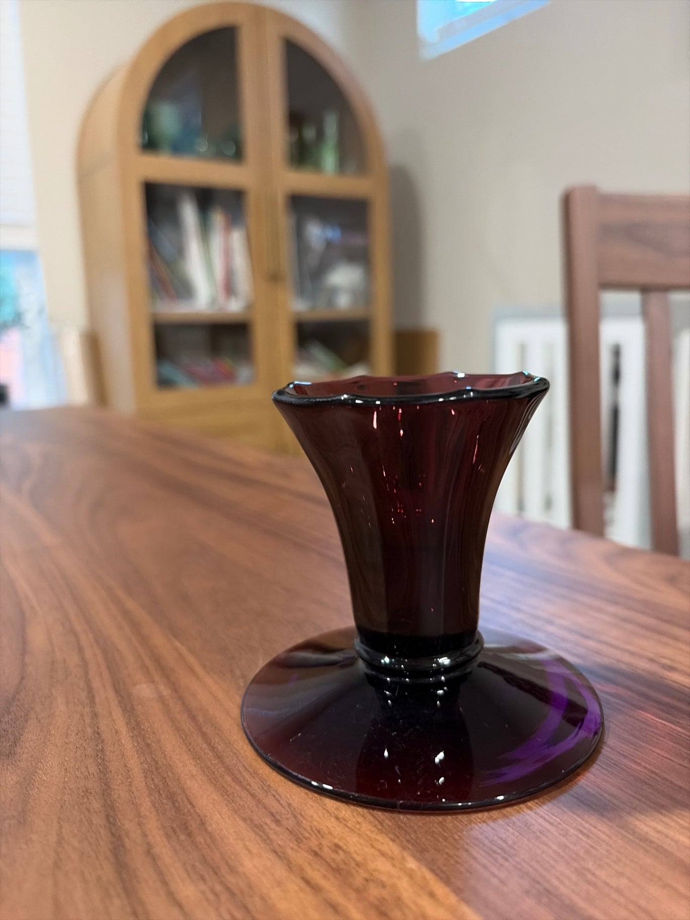 3.5” Vintage Amethyst Glass Candleholder
