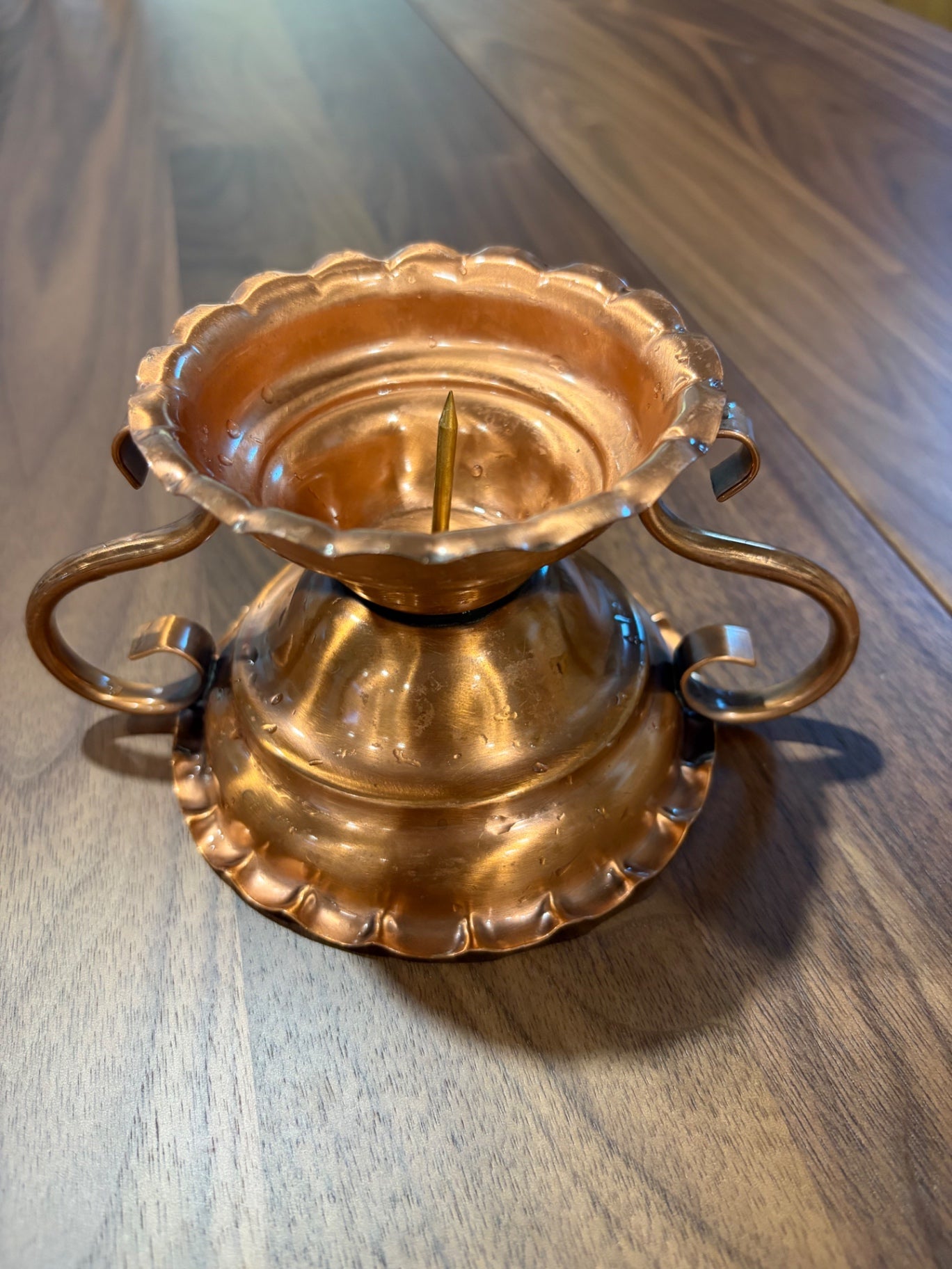 Gregorian Copper Reversible Candle Holder