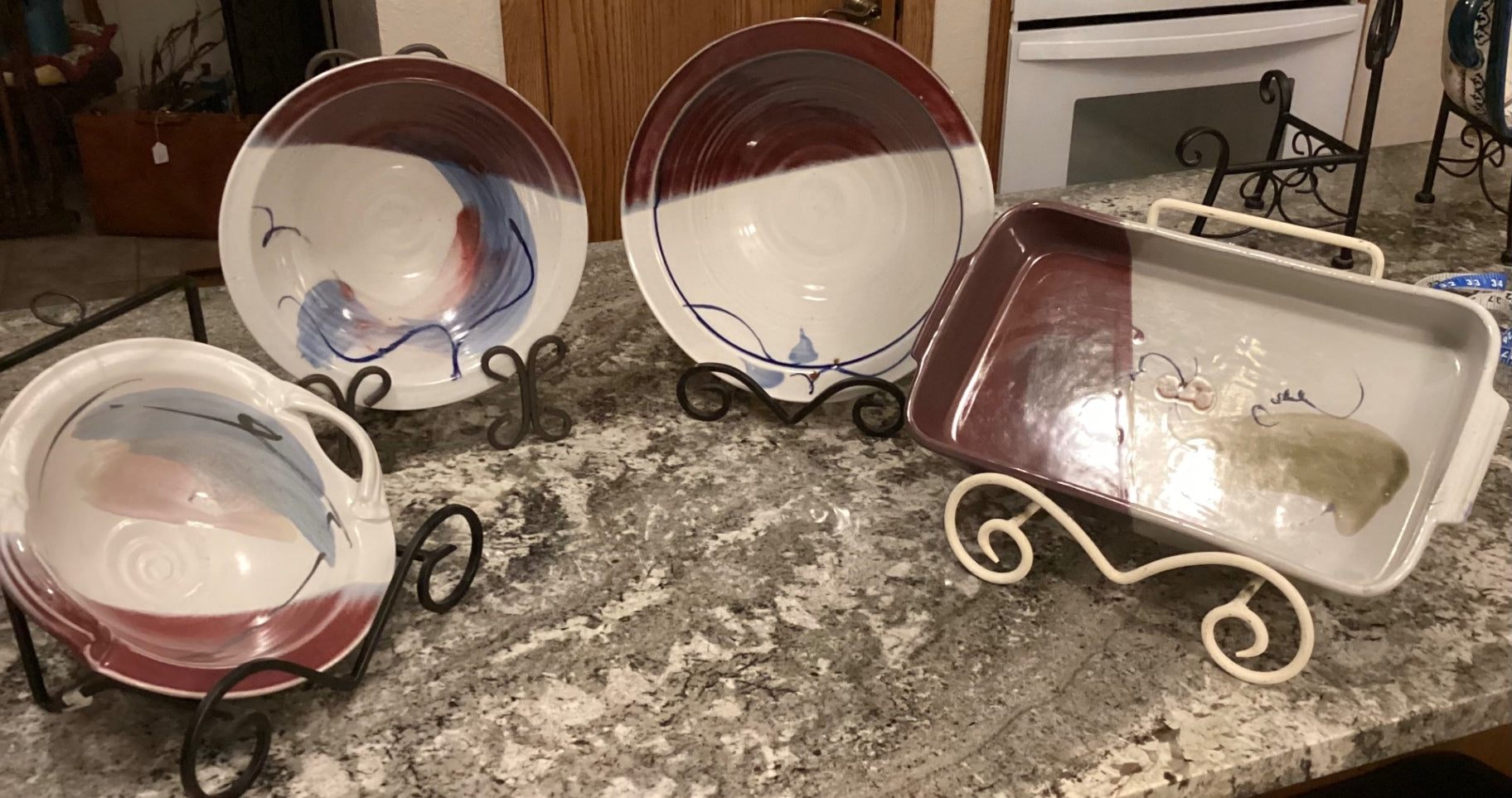 Signed pottery 4 piece set