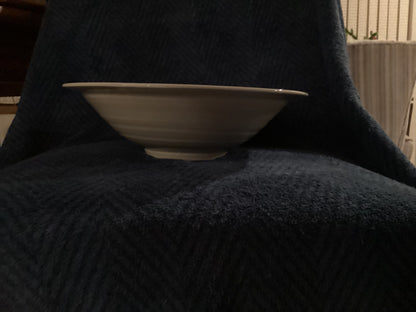 Signed pottery large serving bowl on footed base