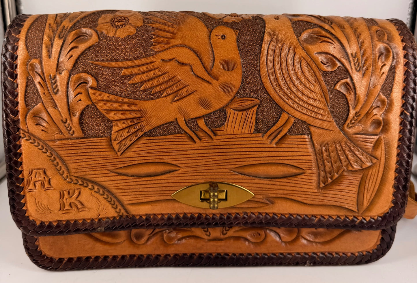 Vintage Mexican Hand-Tooled Leather Purse