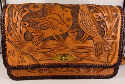 Vintage Mexican Hand-Tooled Leather Purse