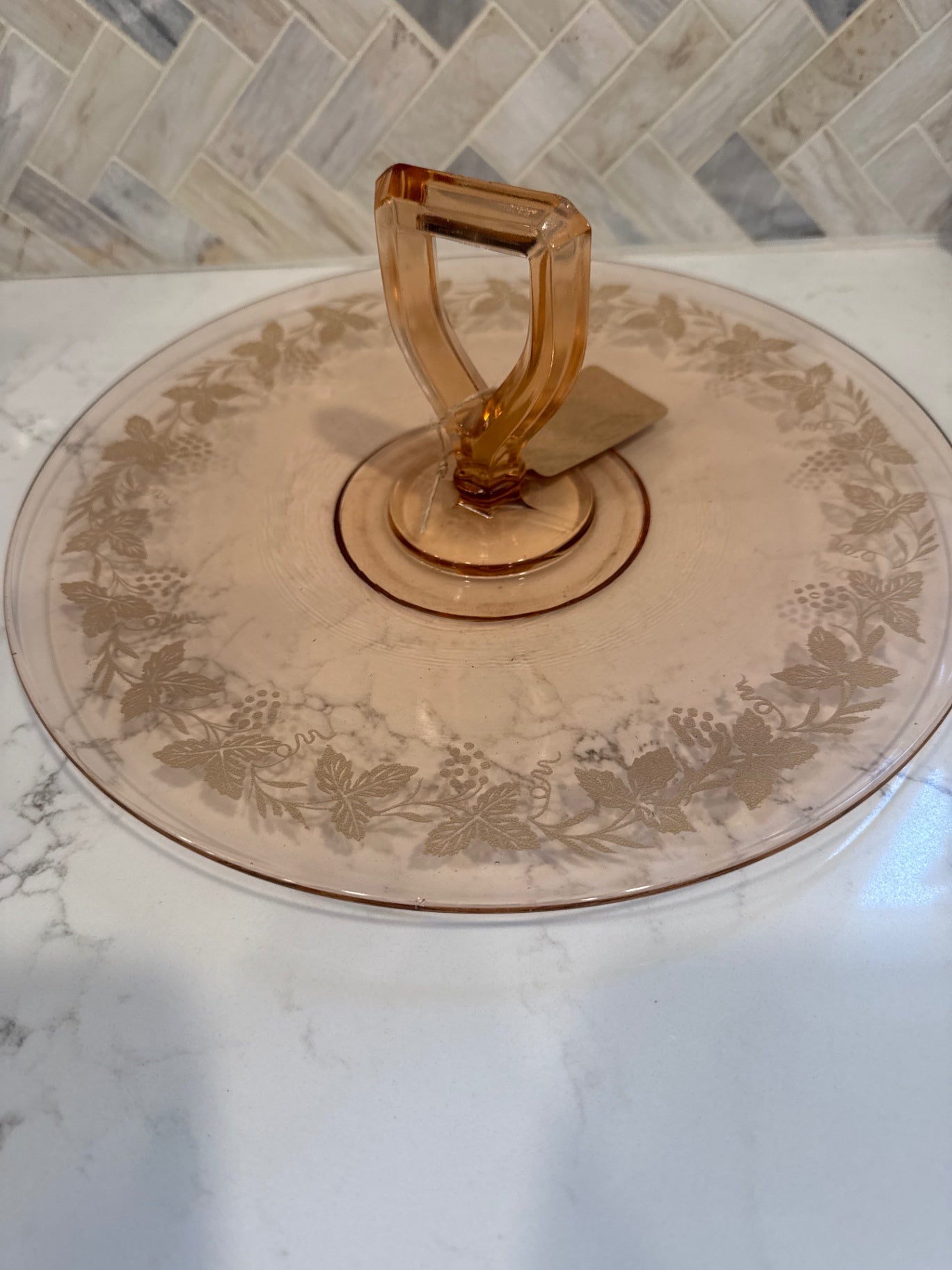 Pink Depression Glass Serving Tray