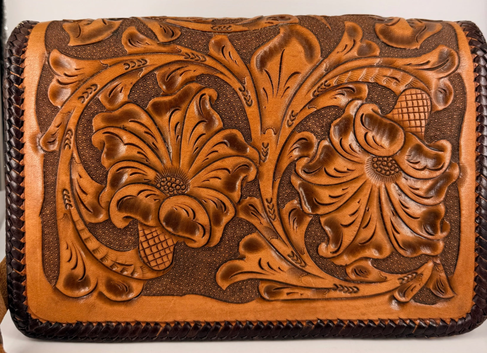 Vintage Mexican Hand-Tooled Leather Purse
