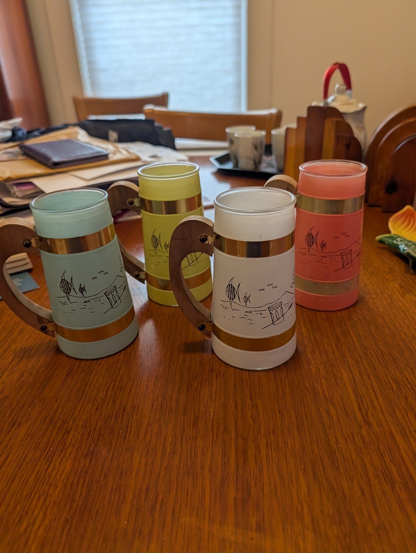 Four Vintage Siesta Ware Tiki Mugs