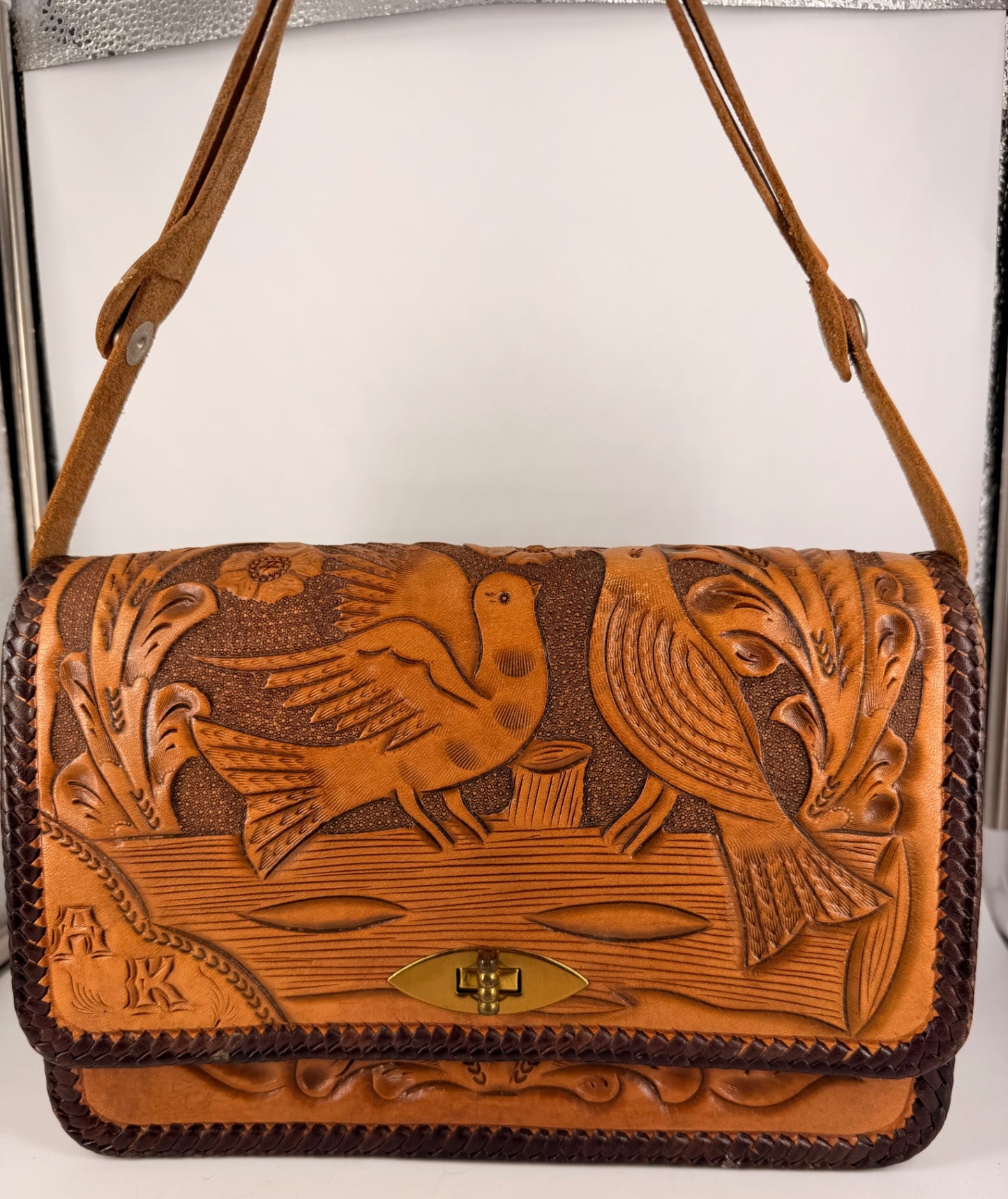 Vintage Mexican Hand-Tooled Leather Purse