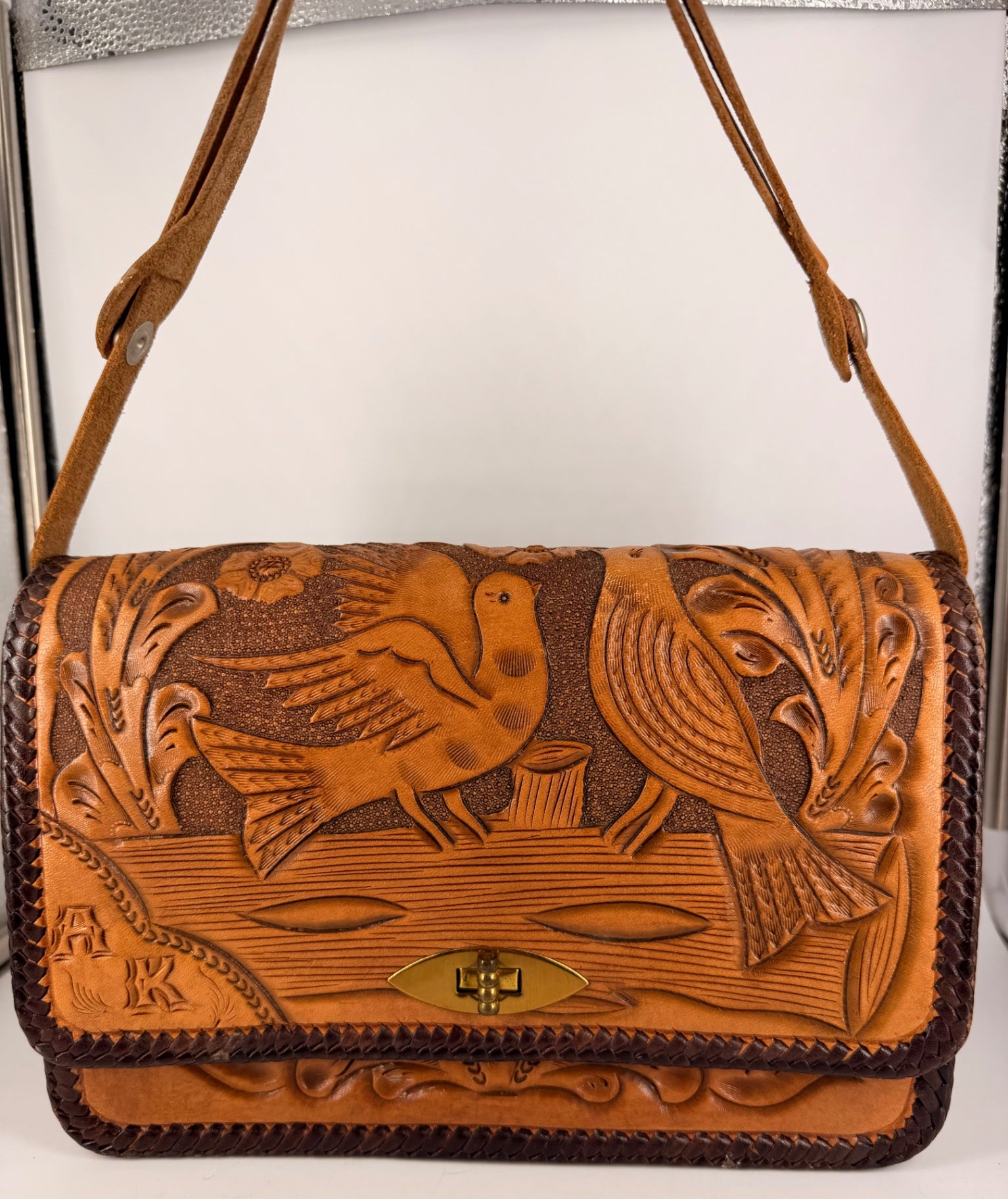 Vintage Mexican Hand-Tooled Leather Purse