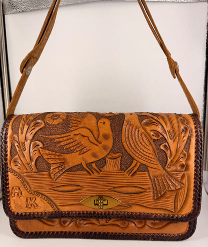 Vintage Mexican Hand-Tooled Leather Purse