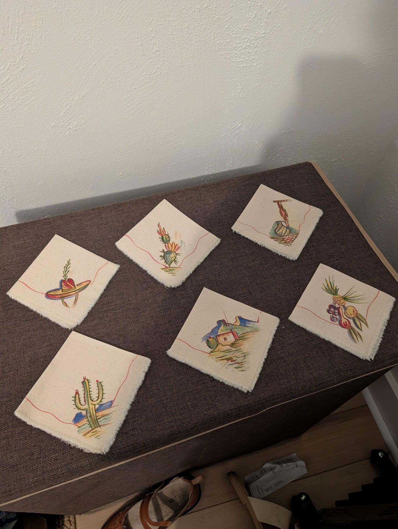 Vintage Southwest Motif Linen Napkins