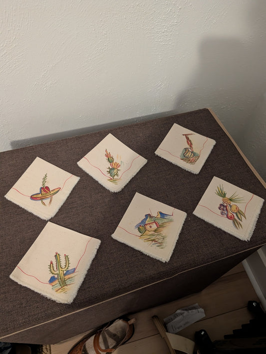 Vintage Southwest Motif Linen Napkins