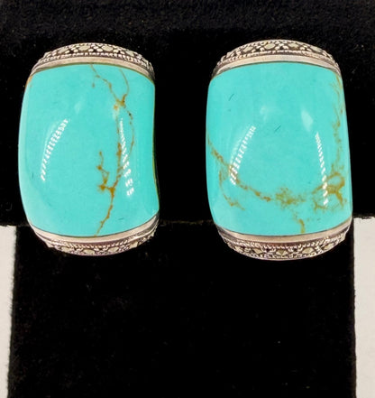 Vintage 925 Silver Turquoise Necklace & Earring Set
