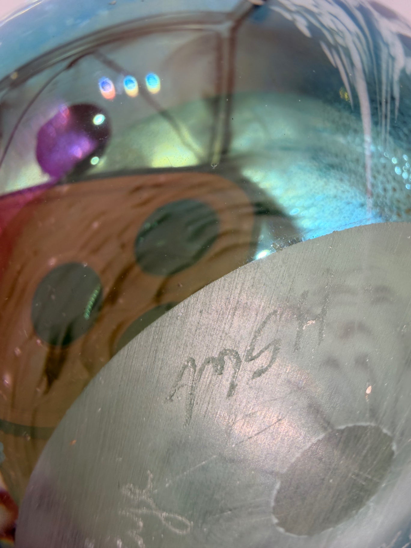 Vintage glass eye studio paperweight -1984