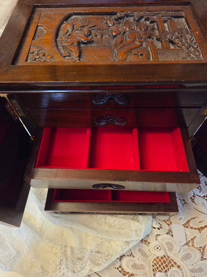 Hand carved Chinese jewelry chest