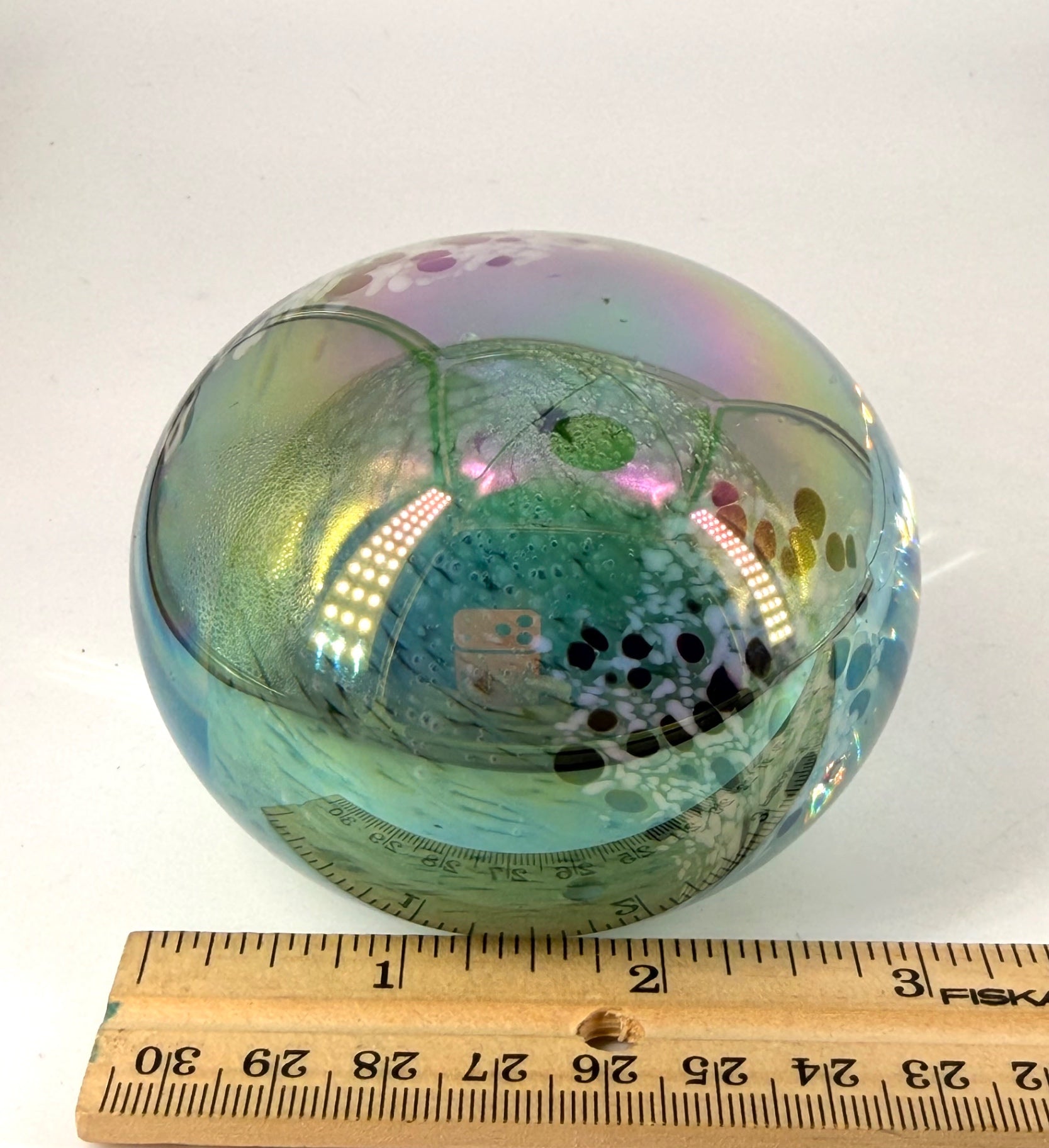 Vintage glass eye studio paperweight -1984