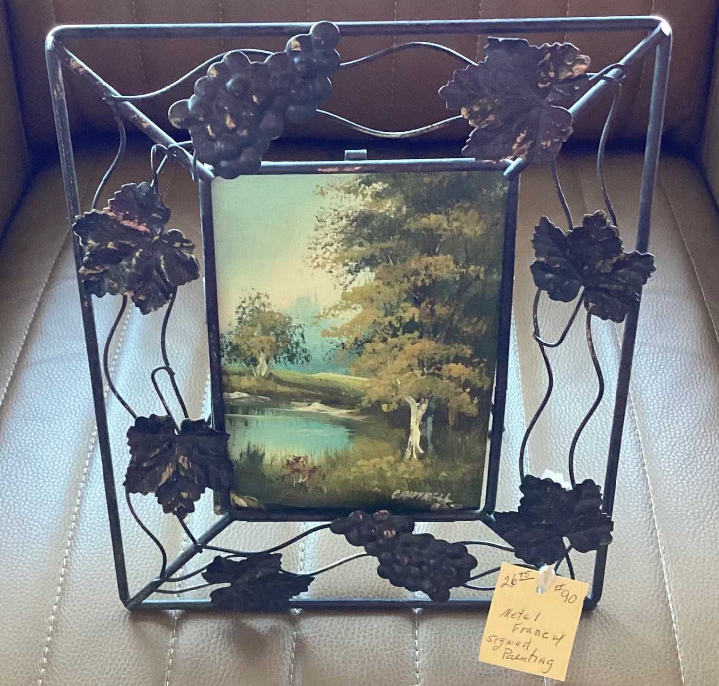 Metal frame signed painting 