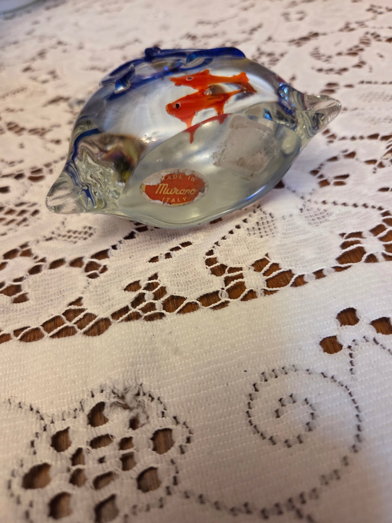 Murano Italy fish in a bag.