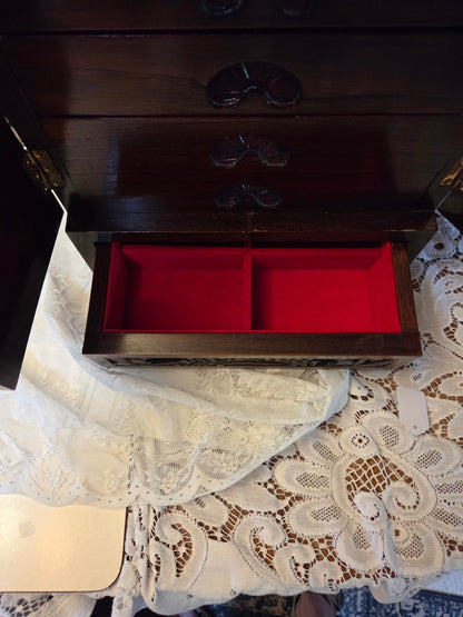 Hand carved Chinese jewelry chest