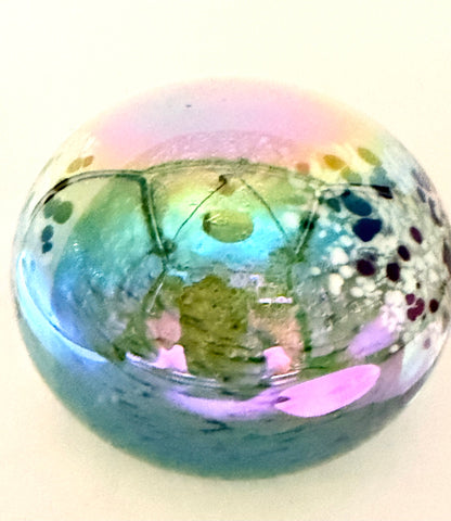 Vintage glass eye studio paperweight -1984