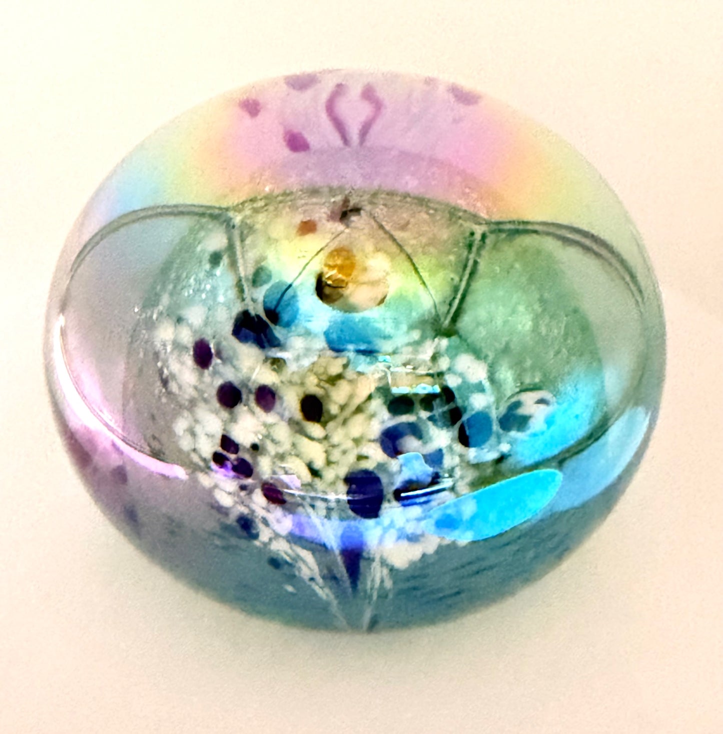 Vintage glass eye studio paperweight -1984