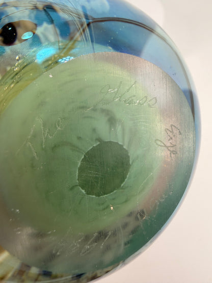 Vintage glass eye studio paperweight -1984