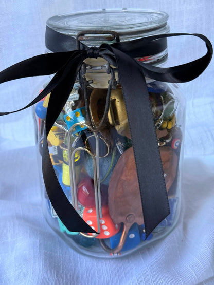 Vintage I Spy Memory Jar | Assemblage Art Curio Jar Filled with Mixed Trinkets & Treasures
