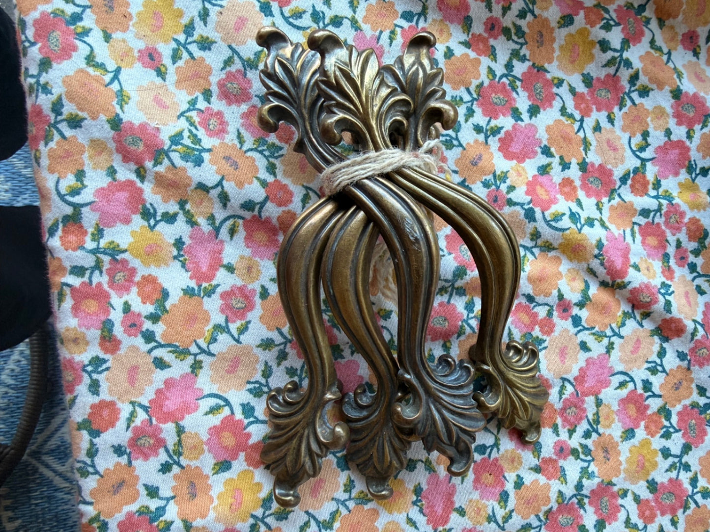Set of 4 Vintage Ornate Brass Drawer Pulls | French Provincial Cabinet Handles
