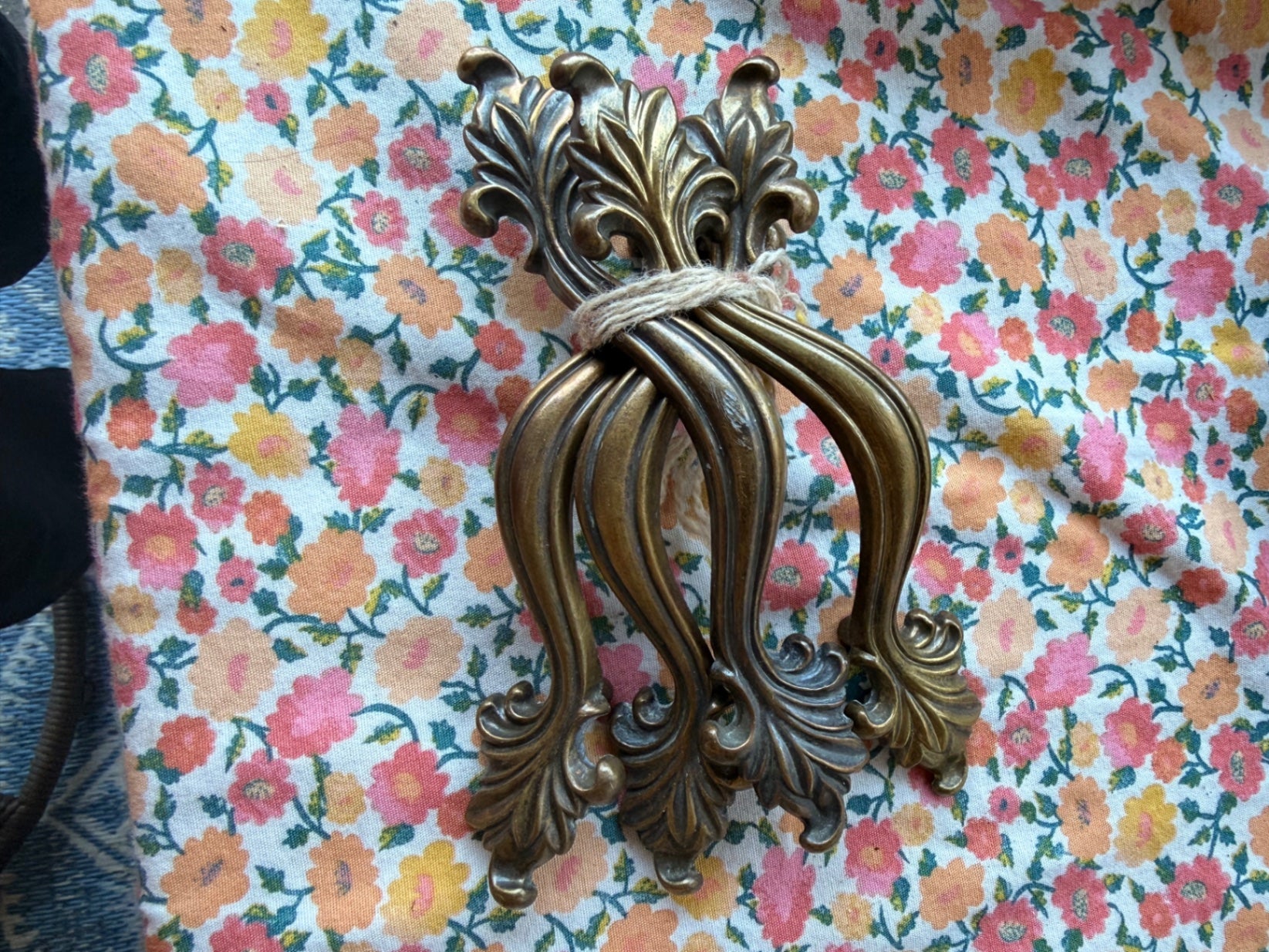 Set of 4 Vintage Ornate Brass Drawer Pulls | French Provincial Cabinet Handles